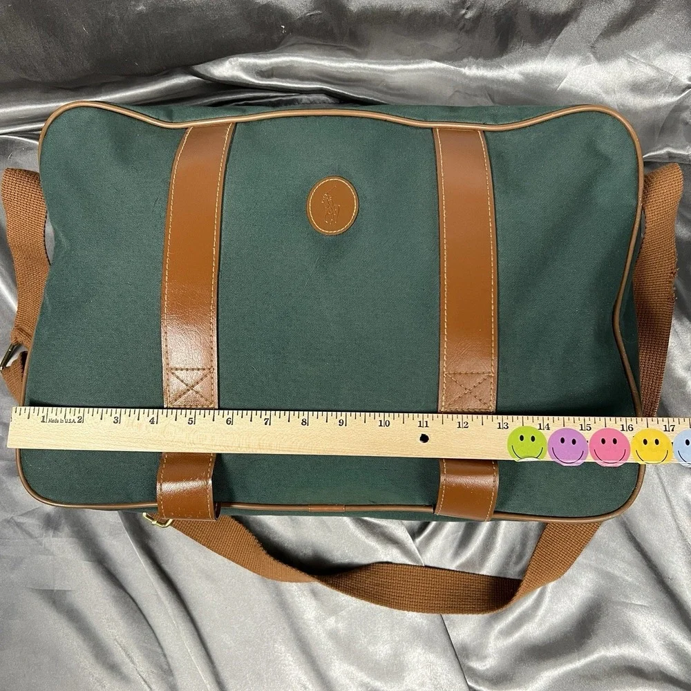 Polo Ralph Lauren Mens Bag Green Satchel Messenger Crossbody Travel Vintage 90s